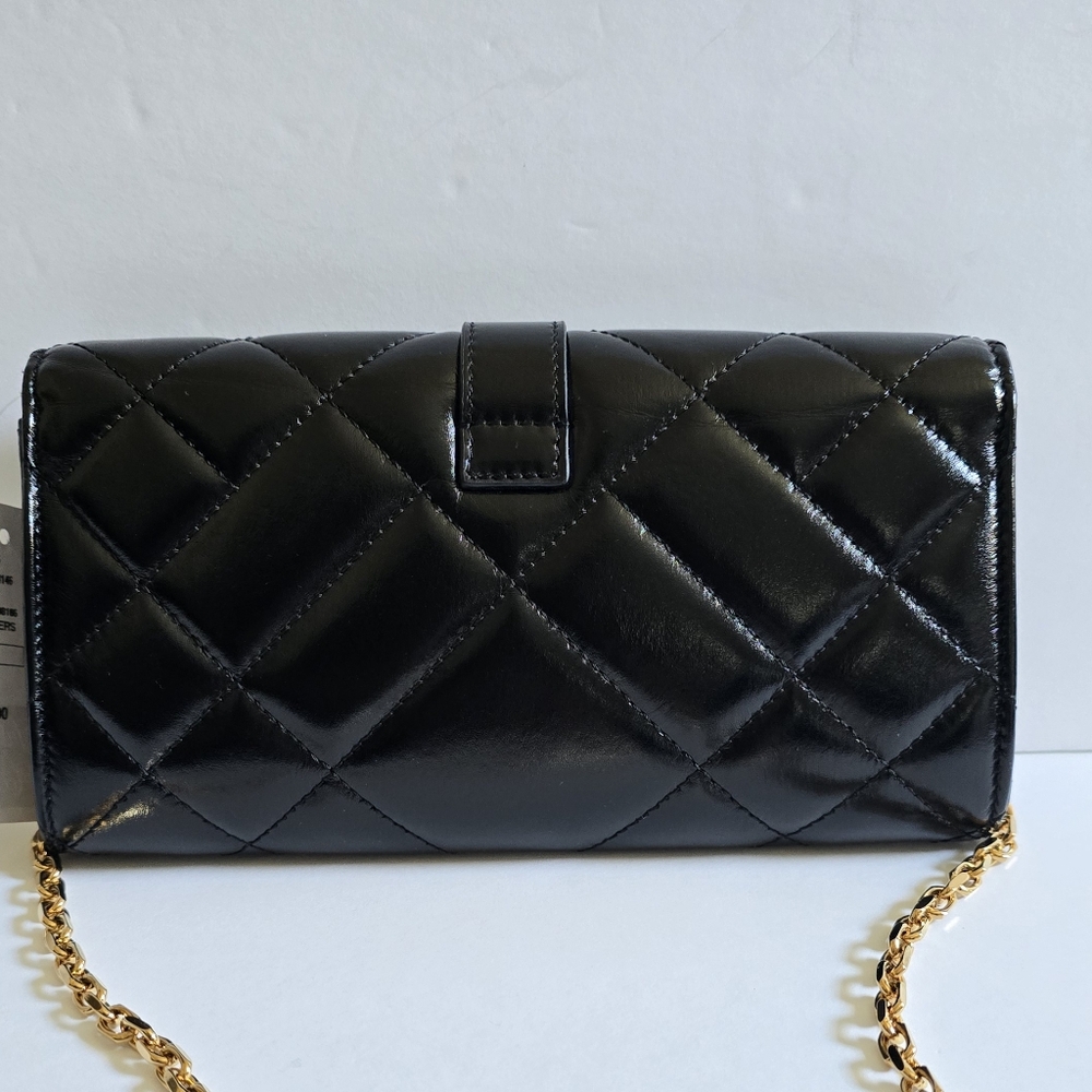 Versace Greca Goddess Mini Quilted Patent Leather Crossbody / Clutch Black - Picture 5 of 13